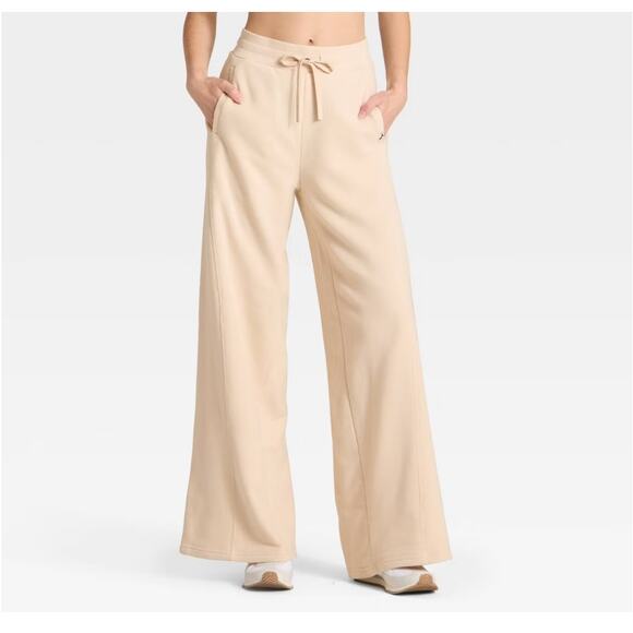 JoyLab Women's Moon Tan French Terry Wide Leg Sweatpants Size XXL - Picture 1 of 8